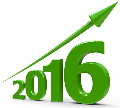 Green arrow up represents the growth in 2016 year, three-dimensional rendering
